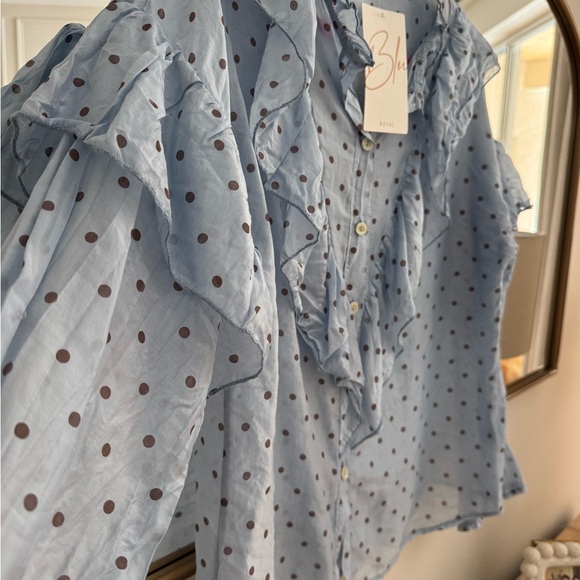 Women's Ruffled Polka Dot Top - e - Picture 2 of 5